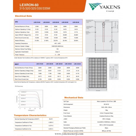 Lexron 330 Watt 24V Monokristal Güneş Paneli